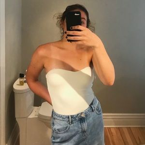 White tube top with sweetheart neckline